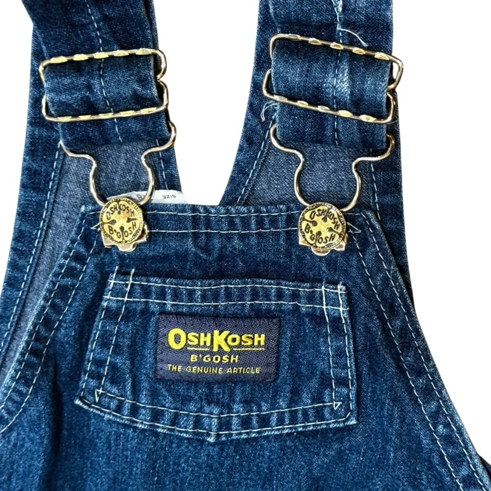 VTG OshKosh B'gosh Dark Blue Denim Overalls 18 Mo Vestbak Snap Crotch Classic